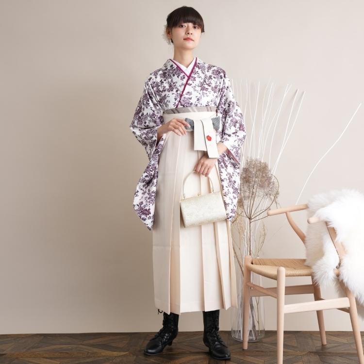 レンタル 袴 女 卒業式 2尺袖着物 フルセット モダン 袴16点セット クラシックホワイトに紫レトロ花 紫 パープル ホワイト 白 身長約158cm 約163cm 浴衣通販 Utatane 通販 Yahoo ショッピング