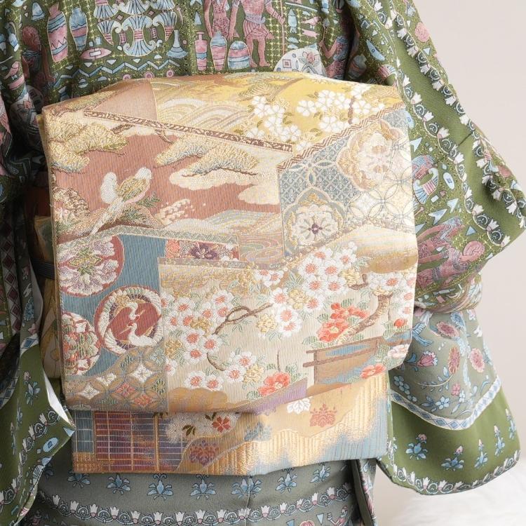 訪問着 レンタル おしゃれ 20点セット しっとり大人系 訪問着 着物 コプト柄 緑系 七五三 結婚式 訪問着 着物 結婚式 草履