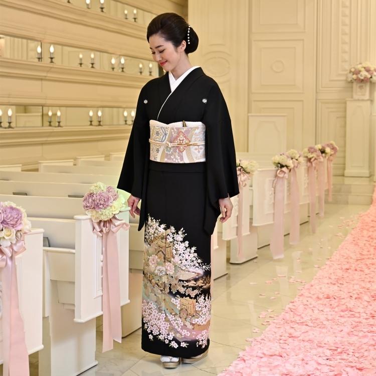黒留袖 レンタル 桂由美 留袖 21点セット 黒留袖 着物 華やか フォーマル 第一礼装 結婚式 母親 KOTOHOGI ことほぎ 桜 御所車
