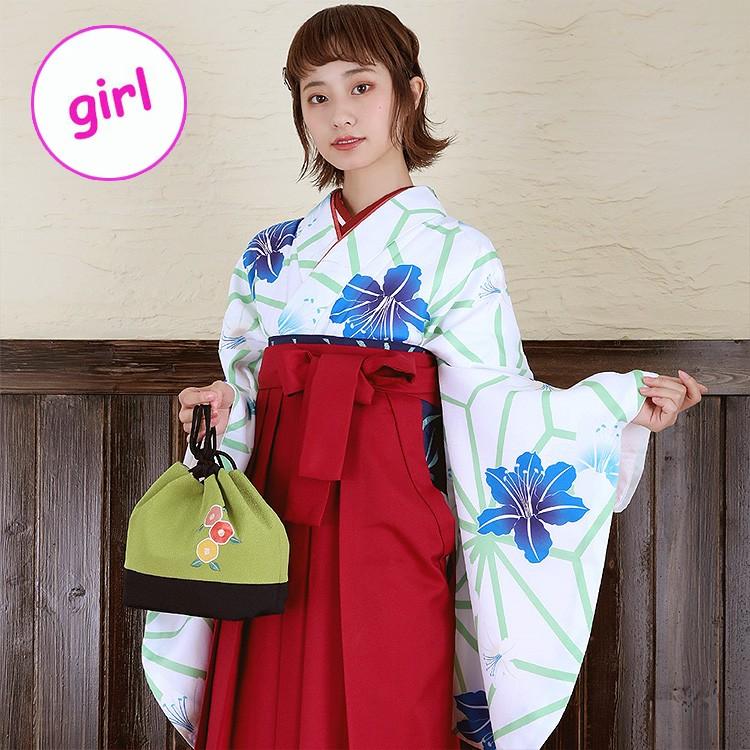 アウトレット送料無料 レンタル 袴 女児 袴セット ジュニア 女の子 2尺袖着物 フルセットレンタル 袴15点セット 白地に緑の麻の葉とレトロ花 着物と袴以外はおまかせコーデ お1人様1点限り Www Kmhsystems Com