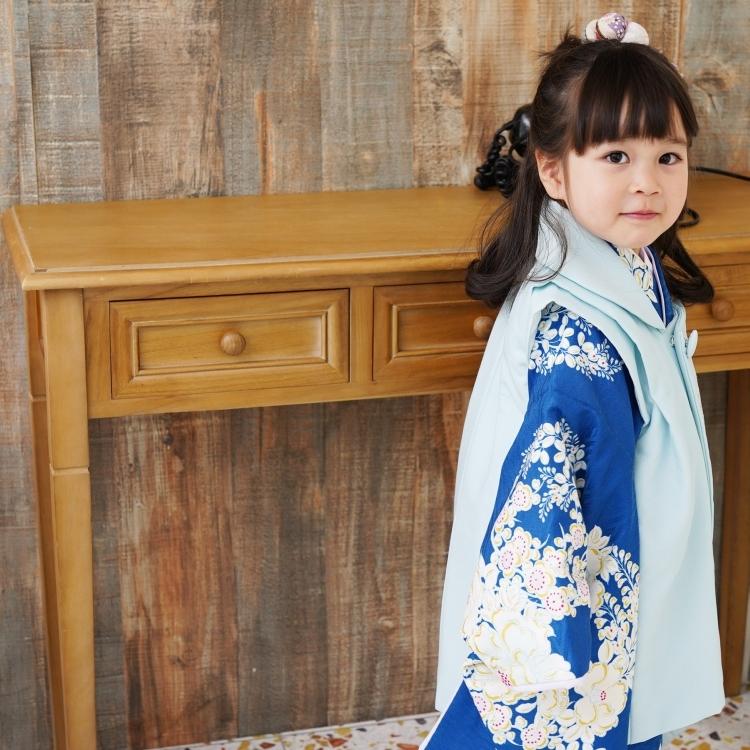 レンタル 七五三 3歳 セット 古典柄 レトロ アンティーク系 花柄 レンタル 七五三 3歳 セット 古典柄 レトロ アンティーク系 花柄