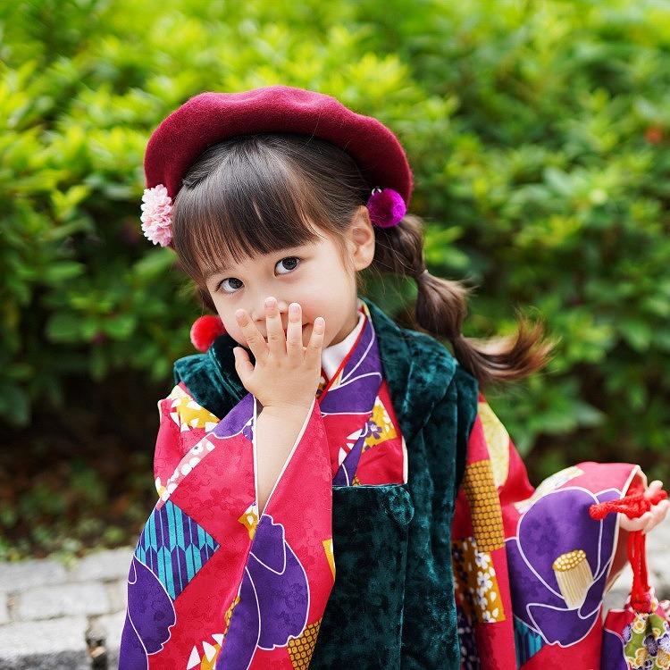 レンタル ひよこ商店 七五三 三歳用被布コート9点セット 緑 赤 紅色 紫 黄色 水色 椿 レトロ 着物 ベロア被布コート ベレー帽 三歳 三才 3才 3歳 代引き不可 浴衣通販 Utatane 通販 Yahoo ショッピング