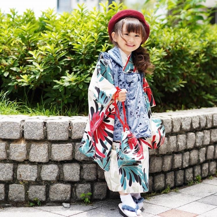 レンタル 七五三 3歳 セット ひよこ商店 レトロ モダン 菊 レンタル 七五三 3歳 セット ひよこ商店 レトロ モダン 菊