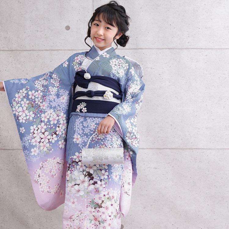 レンタル 七五三 7歳 セット NATURAL BEAUTY レトロモダン系 花柄 青系 
