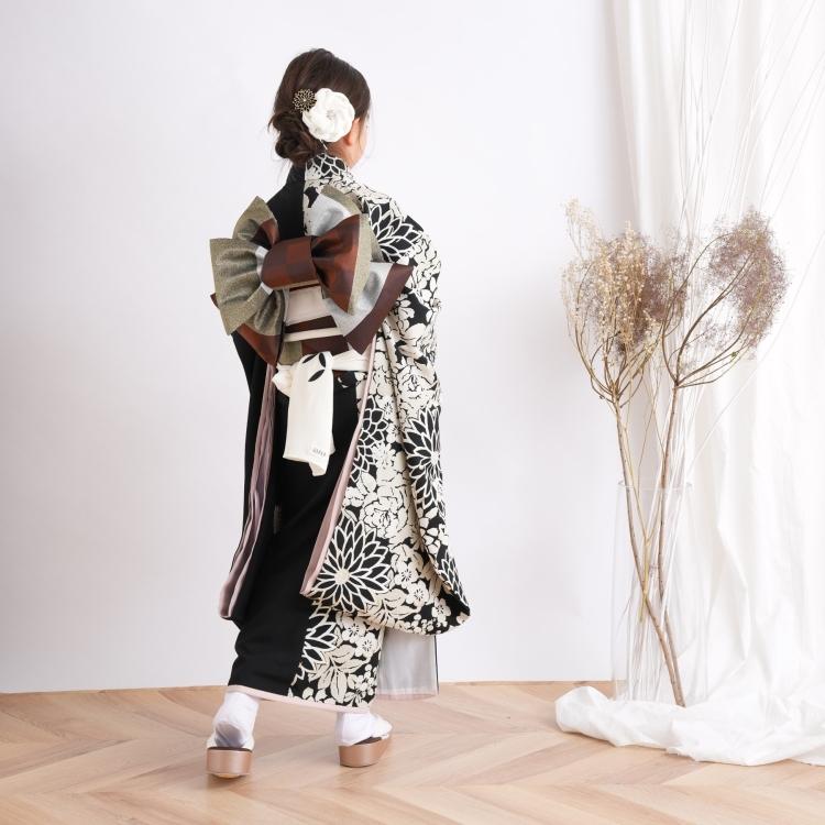 レンタル 七五三 7歳 セット JAPAN STYLE レトロ モダン花 黒系 レンタル 七五三 7歳 セット JAPAN STYLE レトロ モダン花 黒系