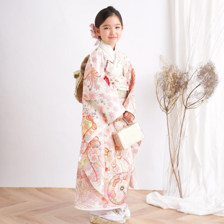 レンタル 七五三 着物 7歳 セット 華徒然 レトロ モダン 花 ピンク系