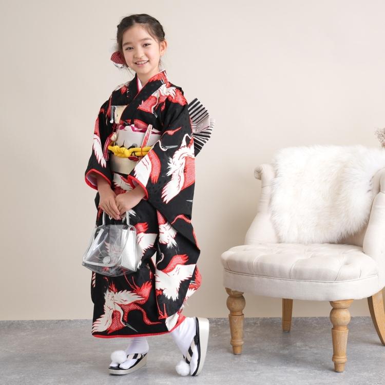 着物七五三鶴柄アンティーク赤