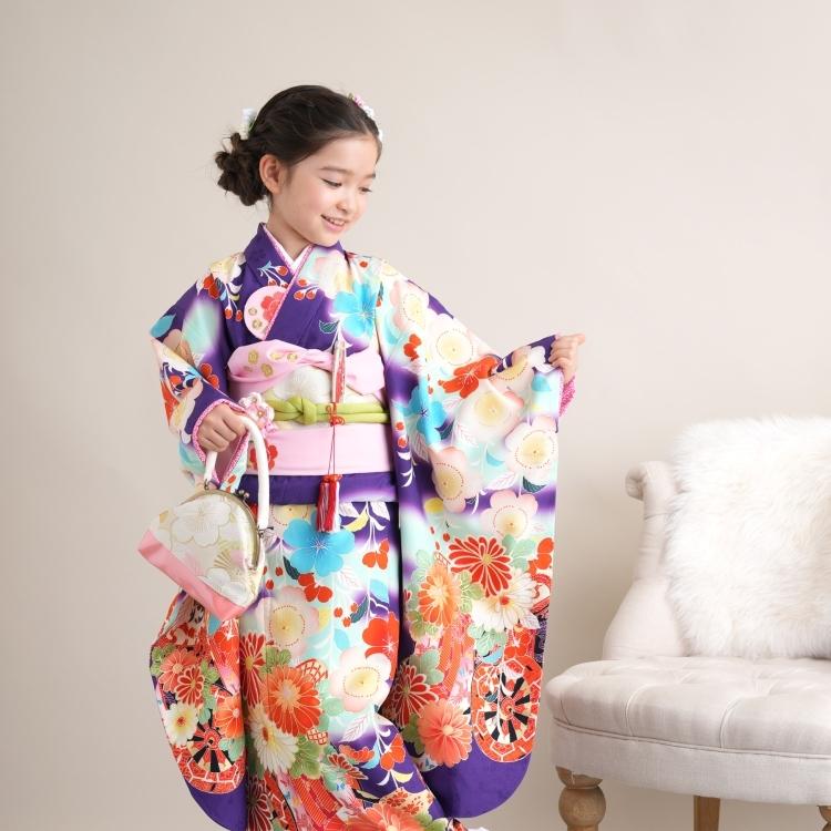 レンタル 七五三 着物 7歳 セット 乙葉 古典柄 レトロ アンティーク系
