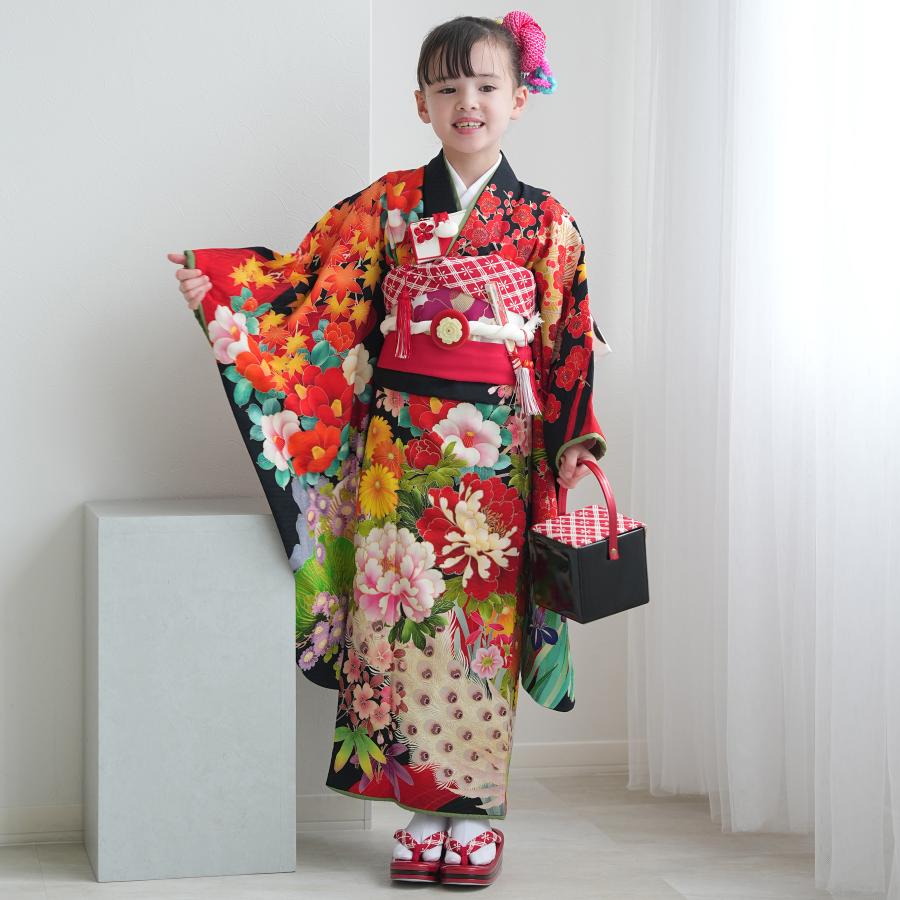 七五三着物（7歳）セット　アンティーク　レトロ レンタル 七五三 着物 7歳 セット 九重×中村里砂 古典柄 レトロ