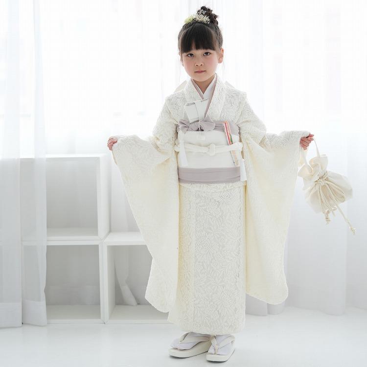 レンタル 七五三 着物 7歳 女の子 utatane レトロ レース 白系