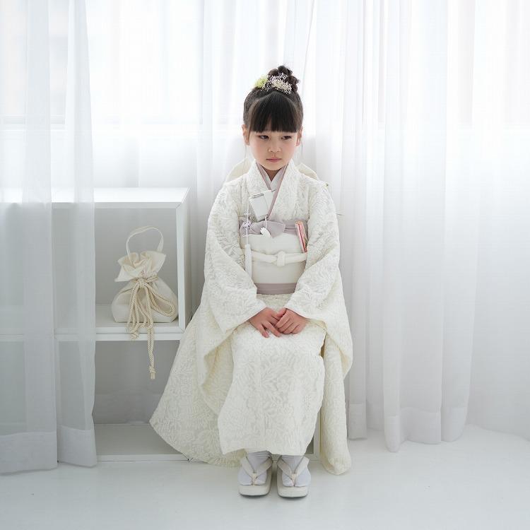 レンタル 七五三 着物 7歳 女の子 utatane レトロ レース 白系