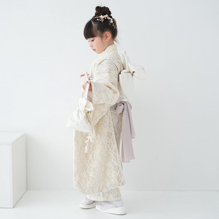 レンタル 七五三 7歳 女の子 utatane レトロ レース 黄系 クリーム