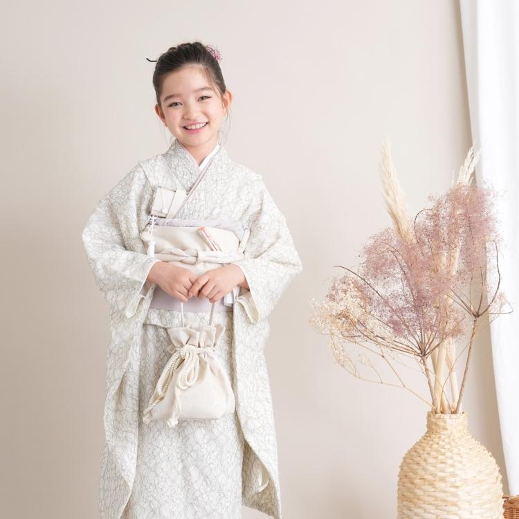 レンタル 七五三 着物 7歳 女の子 utatane レトロ レース ベージュ