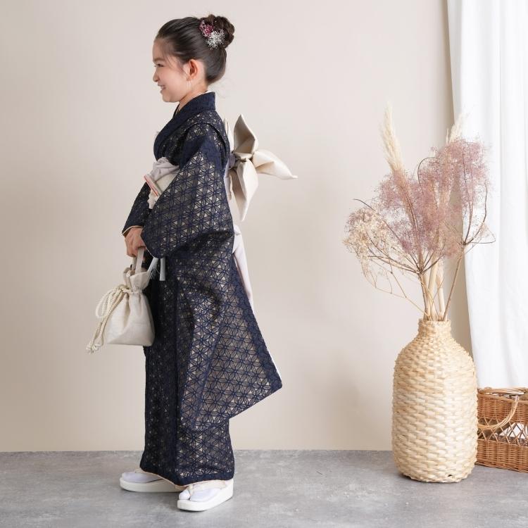 レンタル 七五三 着物 7歳 女の子 utatane レトロ レース 濃紺