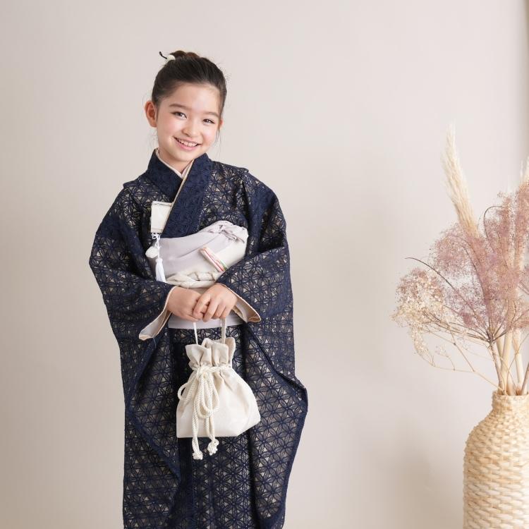 本格正絹♡七五三　7歳　女の子　フルセット　一式　藍色　黒 七五三 着物 7歳 フルセット 購入（色：ブルー系）のおすすめ人気商品