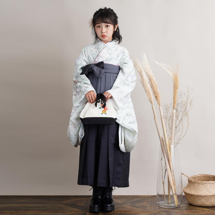 七五三用　子供着物 袴　昭和レトロ 5歳～小柄7歳 【七五三・卒園袴付き着物】2WAYローズグリーン