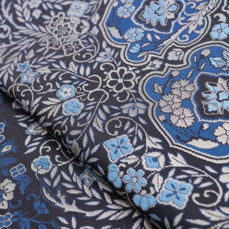 反物 帯 陰山織物 花 青系 藍色 紺 ブルー 白 水色 阿波藍天然染 陰山弘平 西陣織 袋帯 未仕立て お仕立て代別 