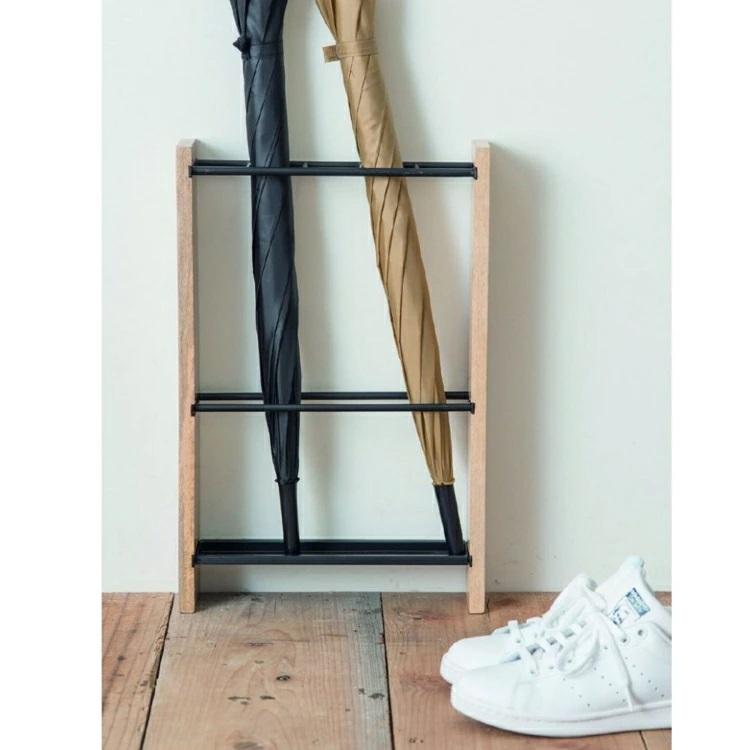 傘立て おしゃれ アンブレラスタンド ウッド 木製 アイアン 金属 黒