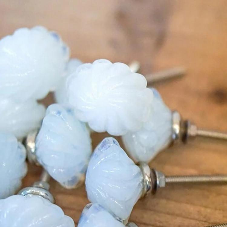 雑貨 ガラス ノブ 取っ手 つまみ 持ち手 引き出し 3個セット 丸 花