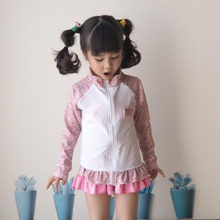 ラッシュガード ラッシュパーカー 水着 子供用 キッズ 女の子 スタンドカラー リボン ギンガムチェック ドット 花柄 長袖 ピンク ラベンダー ブラック ブルー 白 浴衣通販 Utatane 通販 Yahoo ショッピング