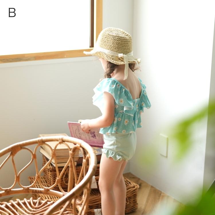 水着 水着2点セット 子供 女の子 キッズ マーガレット 花 ドット フリルトップス ハイウエスト ウエストゴム パンツ ピンク ベージュ 海 川 プール 浴衣通販 Utatane 通販 Yahoo ショッピング