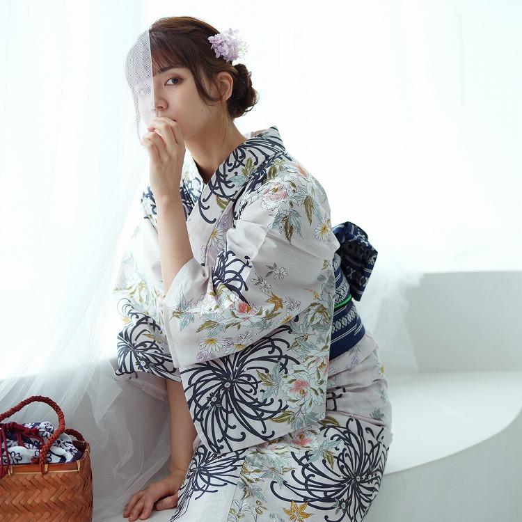 浴衣 レディース セット フリーサイズ ３点セット 日本製生地 ピンク 紺 白 ラベンダー 緑 黄色 ネイビー 水色 糸菊 菊 牡丹 レトロ ペールピンクに可憐な糸菊 浴衣通販 Utatane 通販 Yahoo ショッピング
