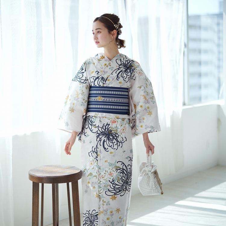 浴衣 セット フリーサイズ レディース ３点セット 日本製生地 ピンク 紺 白 ラベンダー 緑 黄色 ネイビー 水色 糸菊 菊 牡丹 レトロ ペールピンクに可憐な糸菊 浴衣通販 Utatane 通販 Yahoo ショッピング