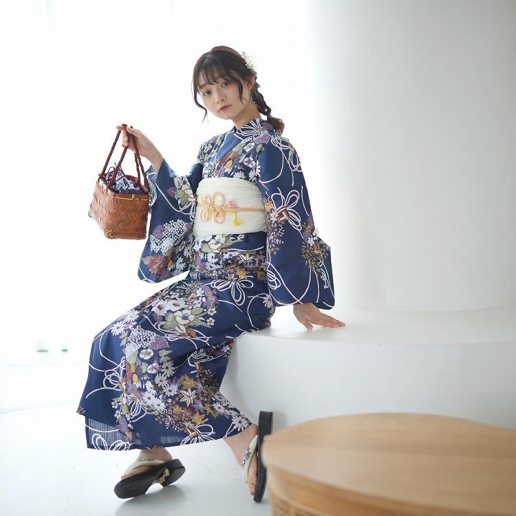 浴衣3点セット 浴衣 帯 下駄 フリーサイズ ニコアンティーク 華やか 可愛い 系 浴衣 セット 花くす玉 紺 系 浴衣通販 Utatane 通販 Yahoo ショッピング