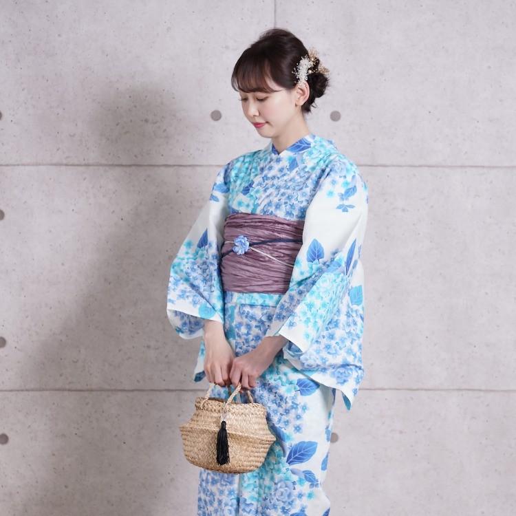 浴衣 セット フリーサイズ ３点セット 浴衣 帯 下駄 ミントブルー サックス 白 青 ブルー 紫陽花 あじさい 浴衣セット レディース レトロ 透き通るあじさい 5010178611 浴衣通販 Utatane 通販 Yahoo ショッピング