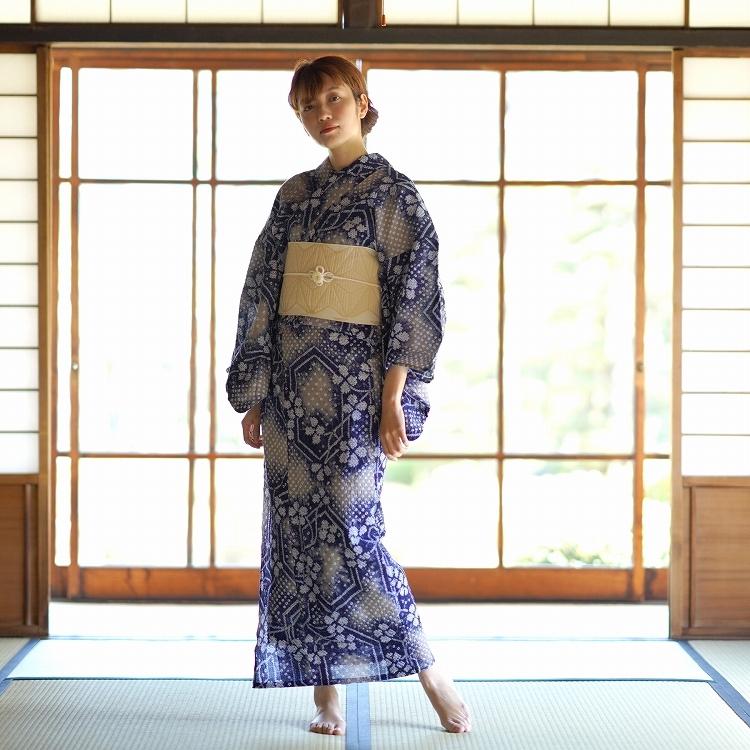 浴衣3点セット 浴衣 下駄 Utatane セット 有松絞り 雪花絞り ゆかた 特選手縫い併用お仕立て上がり 身長155 165cm フリーサイズ 帯