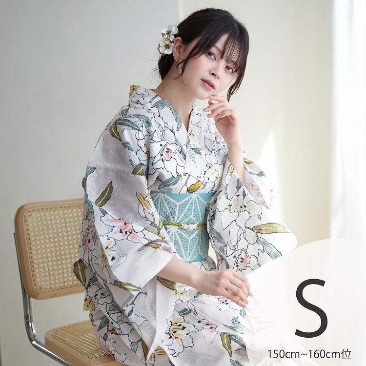 浴衣 セット Sサイズ レディース ３点セット 浴衣 帯 下駄 ピンク ベージュ 緑 水色 アクアブルー 黒 百合 ペールトーン レトロ ペールピンクにシアーな百合 浴衣通販 Utatane 通販 Yahoo ショッピング