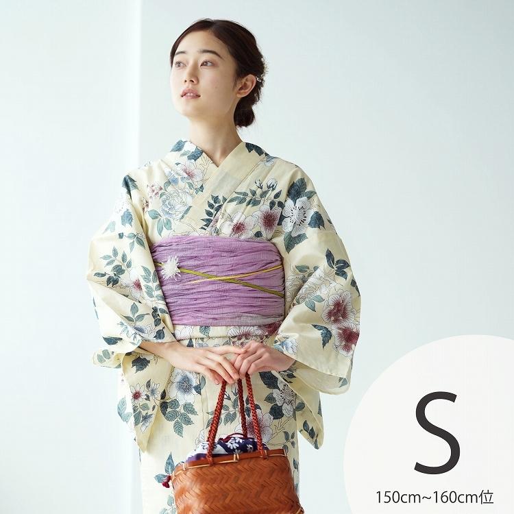 残りわずか 浴衣3点セット 浴衣 帯 下駄 S プチサイズ Utatane 大人 綺麗 系 浴衣 セット 薔薇 ベージュ 系 アウトレット送料無料 Zoetalentsolutions Com