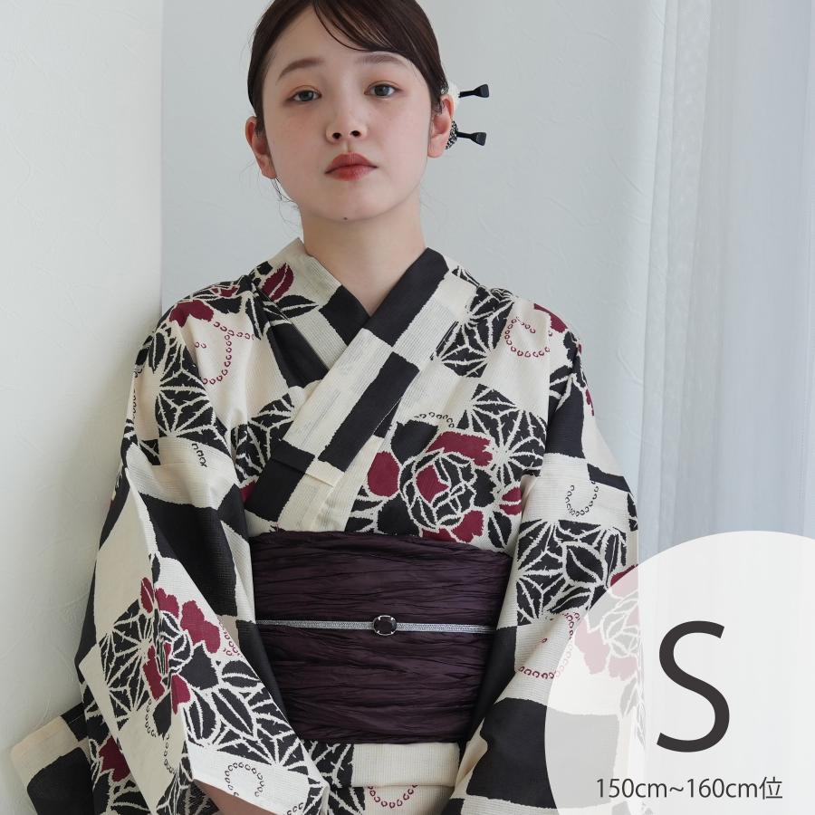 hinari × utatane浴衣セット 牡丹　Size S utatane 浴衣 レディース セット Sサイズ 浴衣 3点セット 高級変わり織