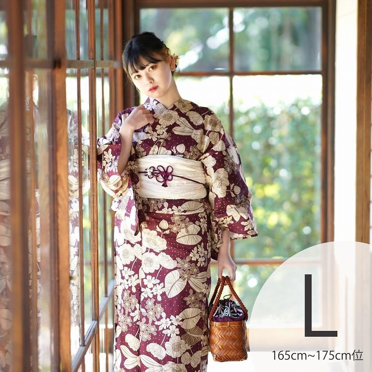 浴衣 セット レディース トールサイズ ３点セット 浴衣 帯 下駄 えんじ ベージュ 赤 花 ドット ニコアンティーク レトロ Lサイズ 大きい えんじのレトロ花 浴衣通販 Utatane 通販 Yahoo ショッピング
