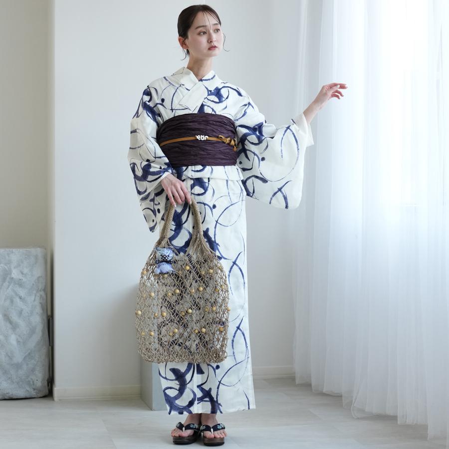 浴衣 レディース セット 高級変わり織 浴衣2点セット 白地に紺のぼかし