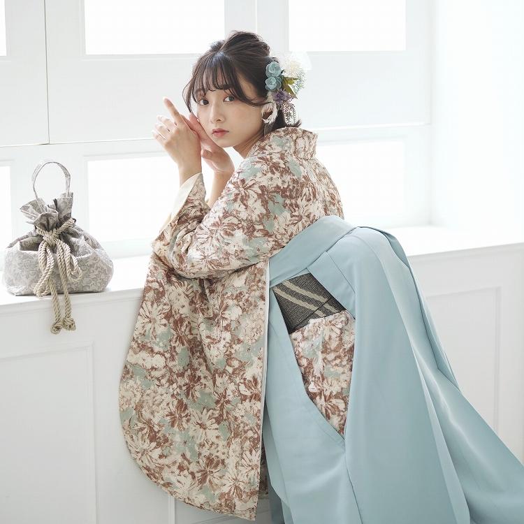 袴 卒業式 購入 2尺袖着物+袴の2点セット utatane レトロ 袴セット 花 