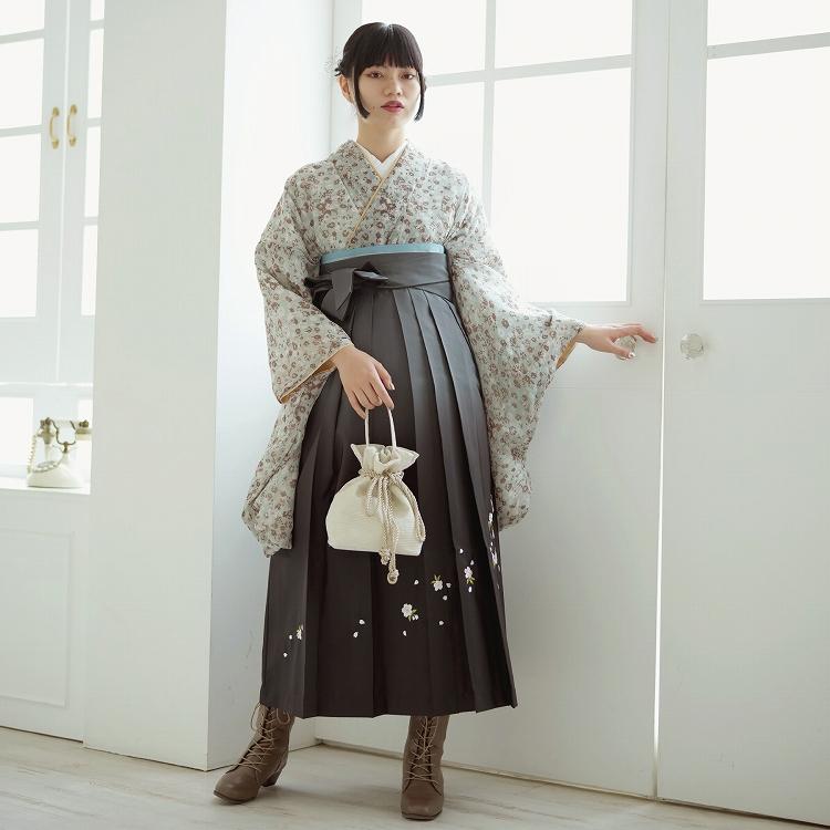 袴 卒業式 購入 2尺袖着物+袴の2点セット utatane レトロ 袴セット 花  
