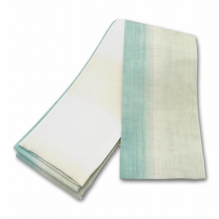 半幅帯 リバーシブル 小袋帯 正絹 日本製 着物 浴衣 グラデーション 半巾帯 帯 文様 縞 ミント 緑 白 ホワイト グレー ベージュ 帯