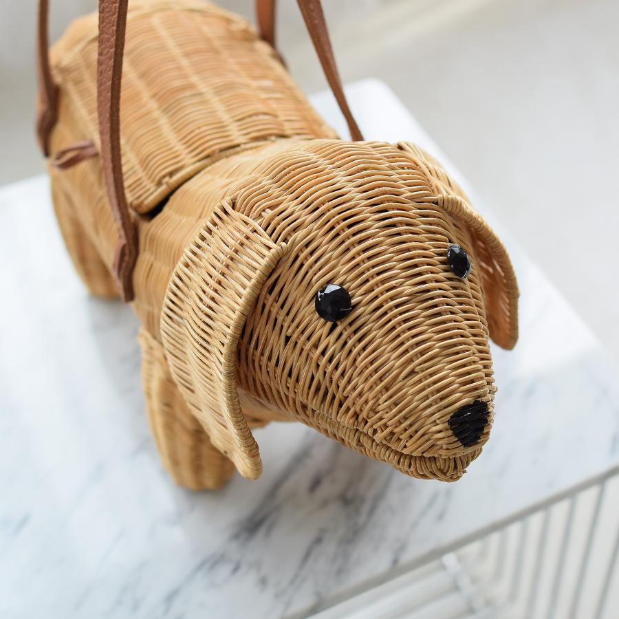 utatane カゴバッグ 犬 ラタンウィッカー 籐編み 単品 かごバッグ 籠
