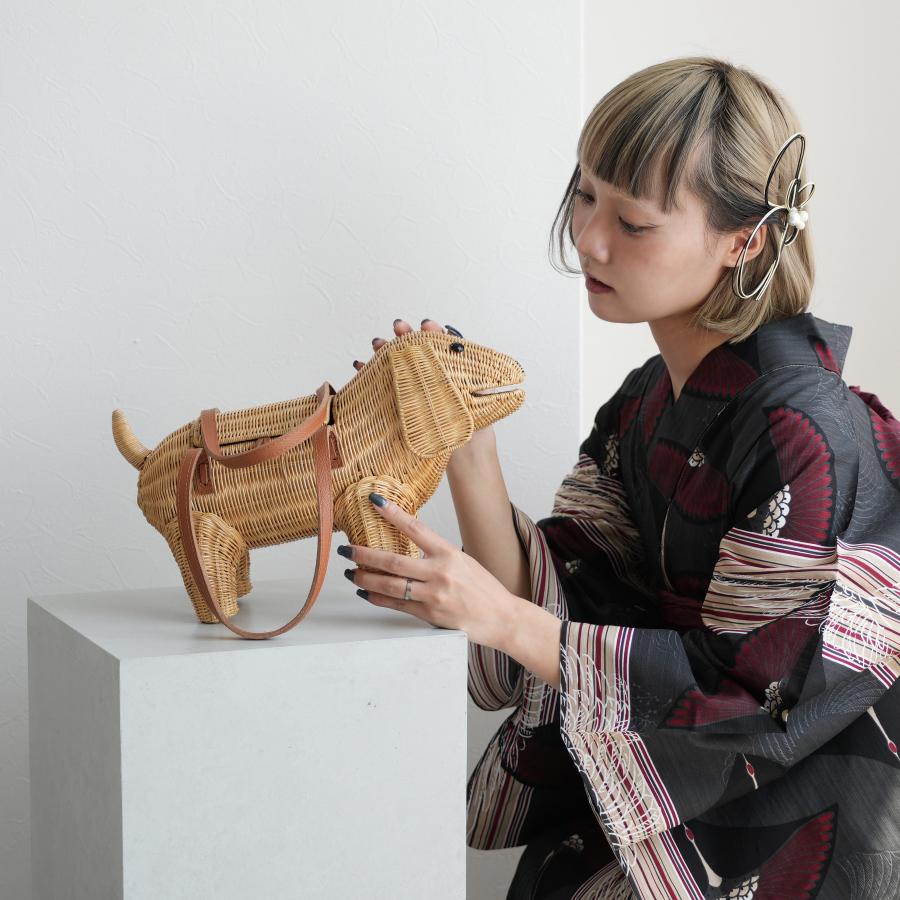 utatane カゴバッグ 犬 ラタンウィッカー 籐編み 単品 かごバッグ 籠