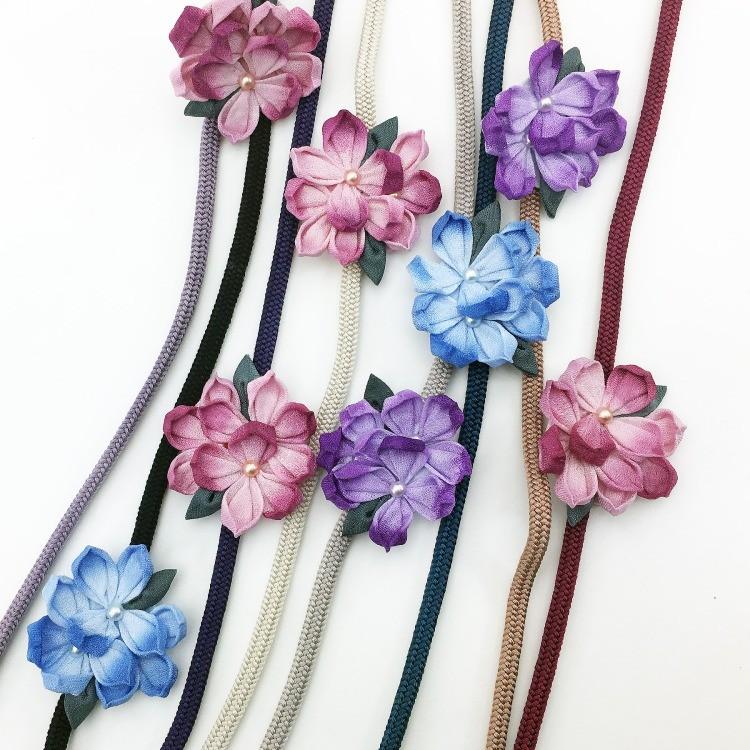 組み紐 帯締め 飾り紐 京組紐 くみひも 日本製 浴衣 着物 夏着物 レトロ あじさい 紫陽花 つまみ細工 パール グラデ ニュアンスカラー あじさいつまみ細工 浴衣通販 Utatane 通販 Yahoo ショッピング