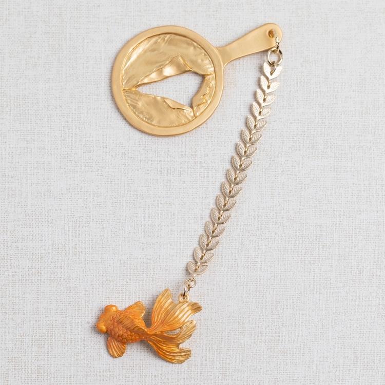 帯飾り 数-SUU- レトロモダン系 和装小物 金魚 オレンジ系 ゴールド 出