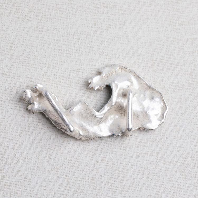 帯留め アンティーク風 数-SUU- レトロ 富士山 青系 ブルー 白 神奈川