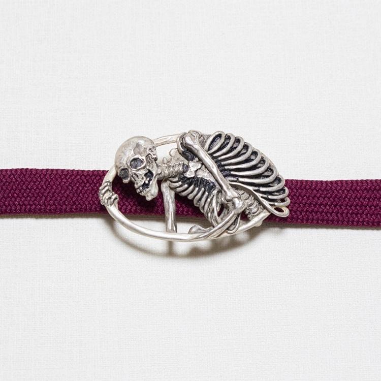 帯留め アンティーク風 数-SUU- レトロ 髑髏 シルバー系 骸骨 どくろ