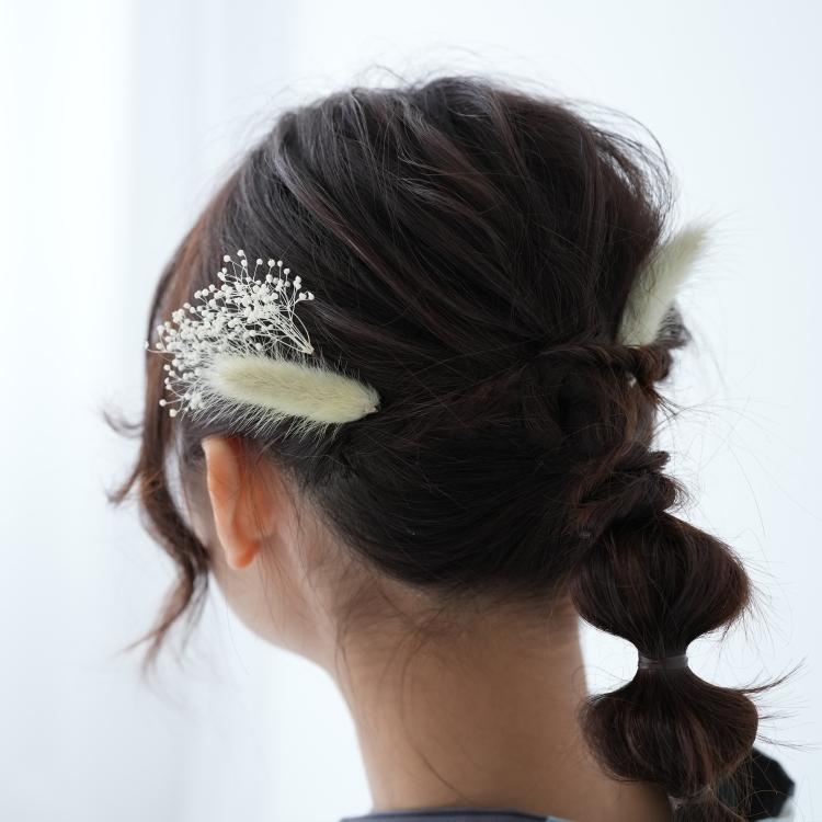 髪飾り 浴衣 ヘアアクセ オリーブ系 イエロー 黄緑 ドライフラワー