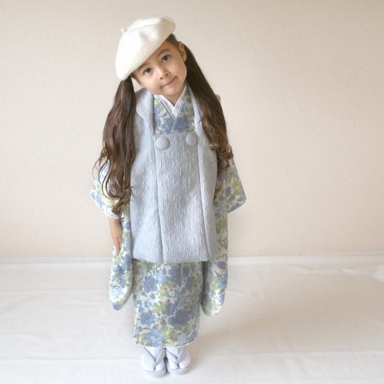大阪超高品質 販売 七五三セット Utatane 華やか 可愛い系 七五三 3歳 花柄 青系 水色 ブルー かわいい おしゃれ 被布 ベレー帽 着物 三才 三歳 購入 お得なまとめ売り Www Voedselbankdordrecht Nl