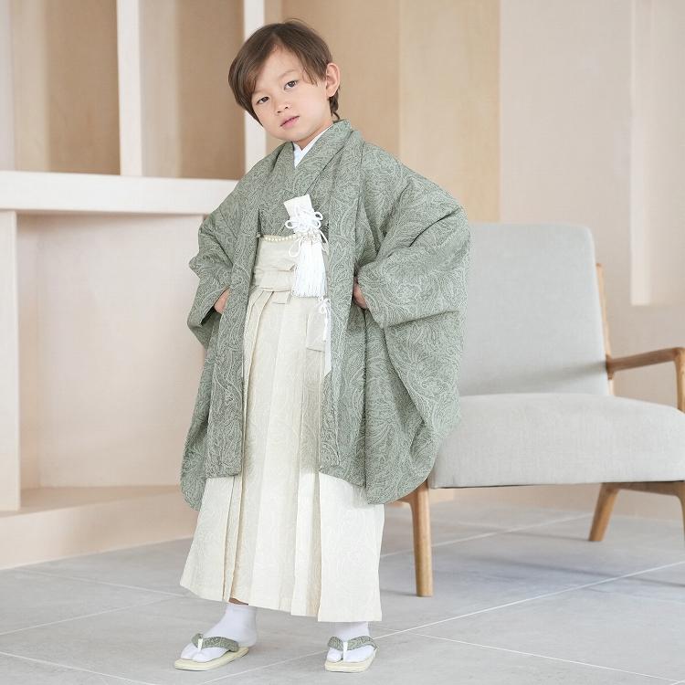 七五三 着物 5歳 男の子 購入 utatane レトロ ジャガードペイズリー 