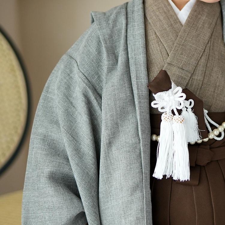七五三 着物 5歳 男の子 販売 かぷり レトロ 七五三 5歳 無地 茶系 茶色 ブラウン 男児袴 七五三袴 袴60cm（身長105cm-115cm前後） 着物 身丈 七五三 5歳 販売 羽織 長襦袢 半衿 袴 羽織紐 雪駄 足袋 約56cm