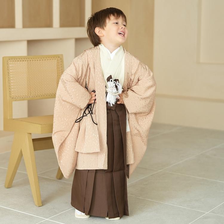 七五三 着物 5歳 男の子 販売 かぷり レトロ 七五三 5歳 無地 ベージュ
