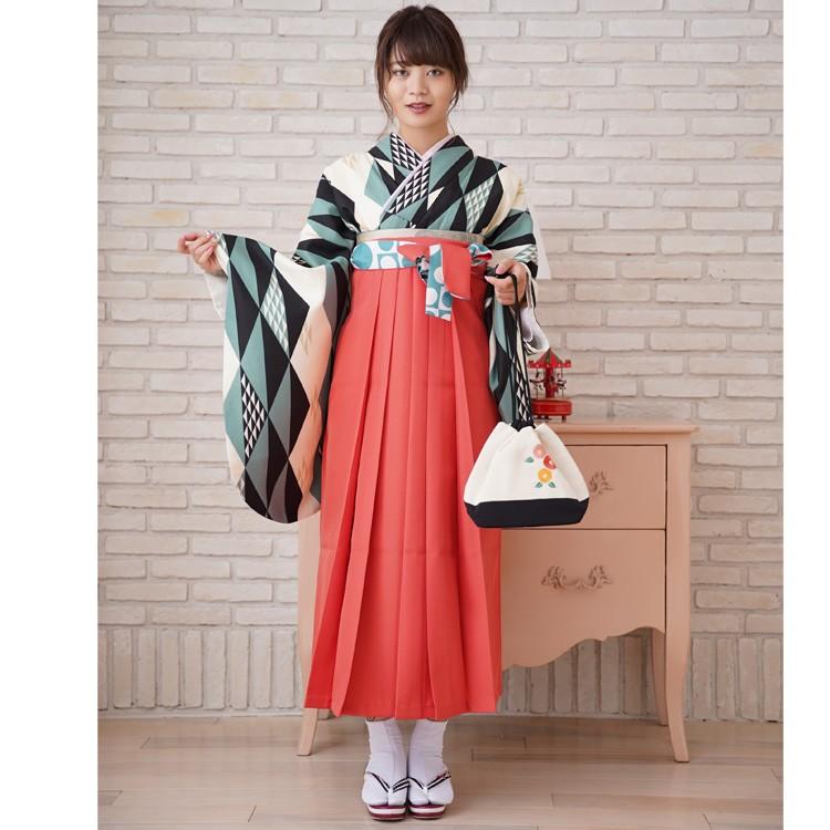 リサイクル着物セット販売 2点セット 着物 袴 適応身長143 170cm 大人 子供 レディース ジュニア 中古着物 古着 卒業式 Used 中古袴 幾何学模様 ミント 浴衣通販 Utatane 通販 Yahoo ショッピング